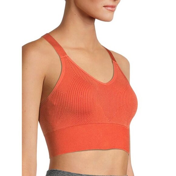 NWT Avia Crossback Sports Bra Med Support Gym Workout Yoga Neon Orange Small NEW - Picture 1 of 3